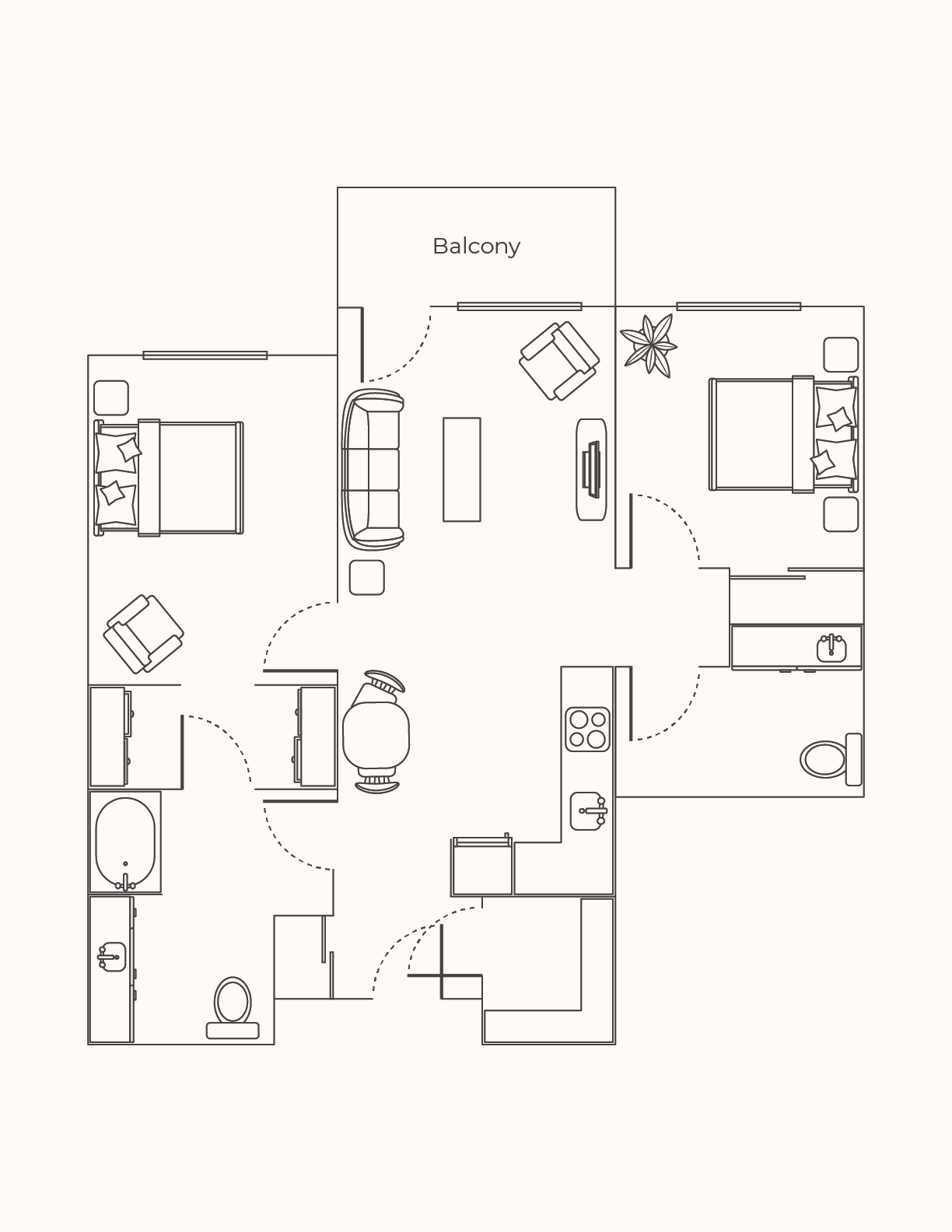 Two-Bedroom, 871 Sq ft.